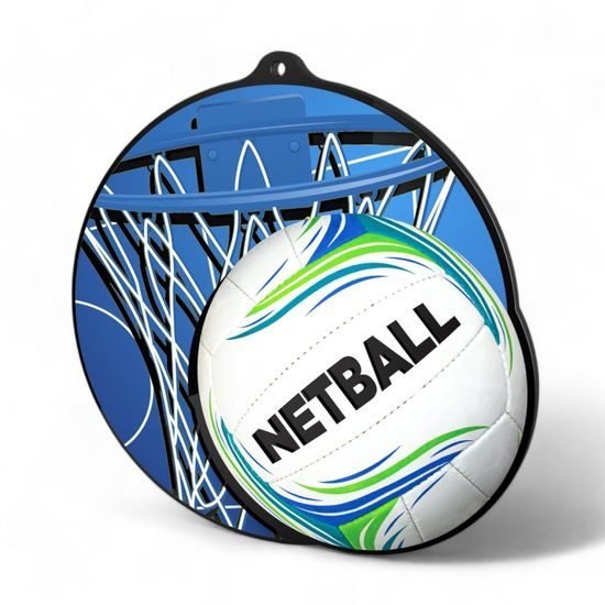 Rincon Colour Netball Black Acrylic Medal