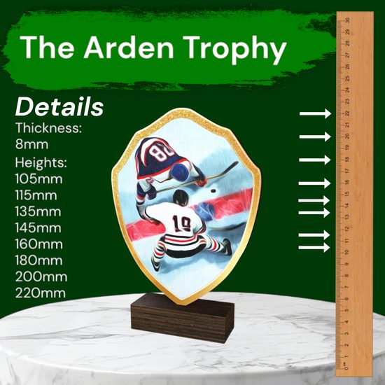 Arden Ice Hockey Real Wood Shield Trophy