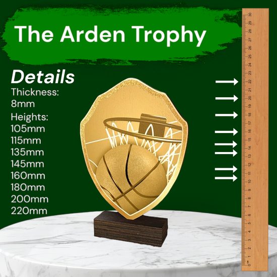 Arden Classic Basketball Real Wood Shield Trophy