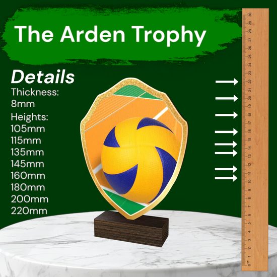 Arden Volleyball Real Wood Shield Trophy