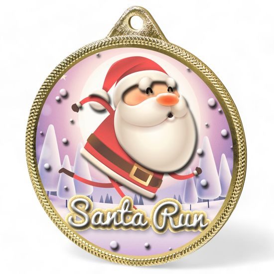 Kringle Santa Run Texture Print Full Colour Medal