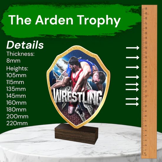 Arden Wrestling Real Wood Shield Trophy