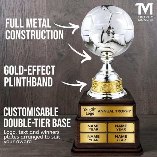 Arena Silver Metal Football Trophy