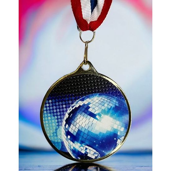 Hercules Texture Print Blue Disco Ball Medal