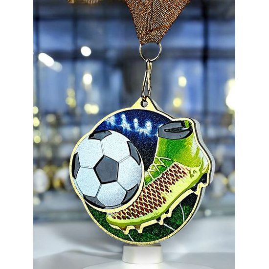 Aurum Football Boot & Ball Stainless Steel Medal