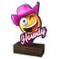 Howdy Pink Hat Real Wood Trophy
