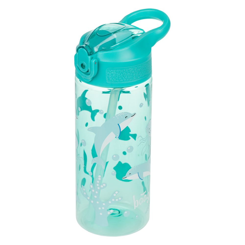 BAAGL Tritanová láhev na pití s brčkem Delfín 500 ml