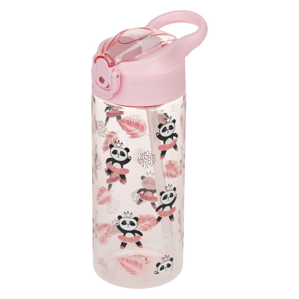 BAAGL Tritanová láhev na pití s brčkem Panda 500 ml