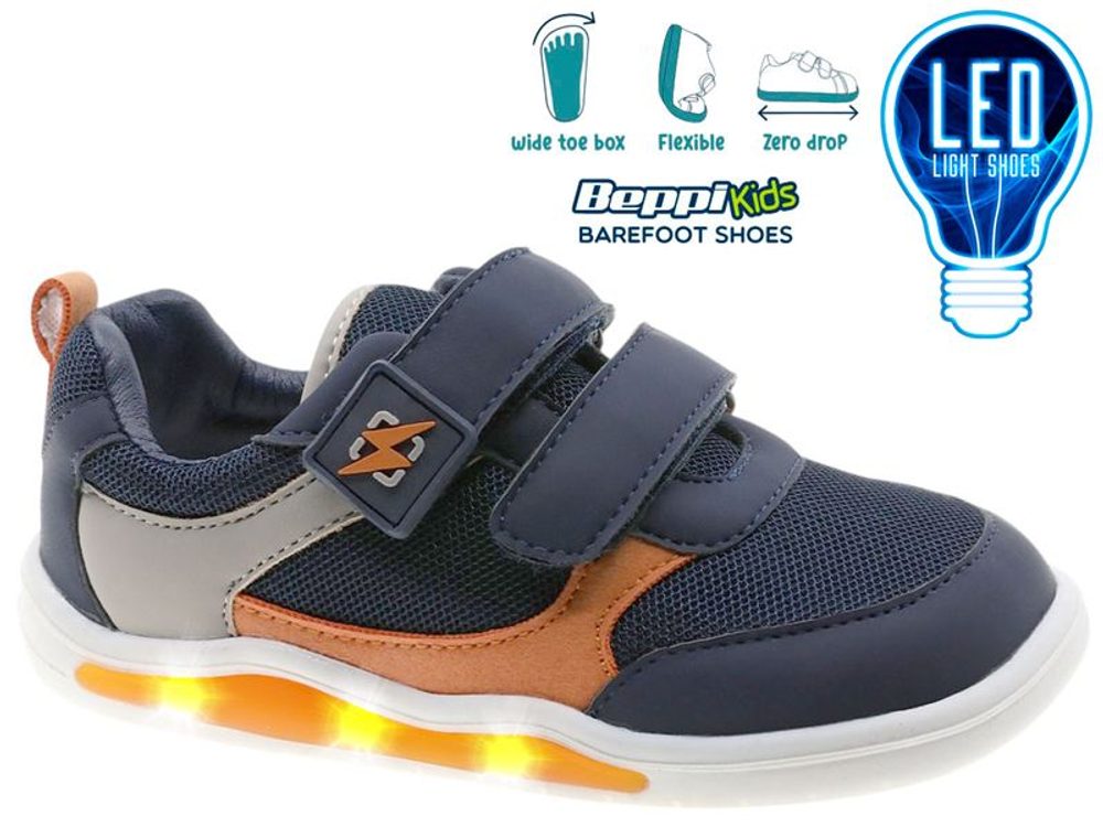 Dětské Barefoot Svítící Tenisky BEPPI SAPATO INFANTI tmavě modré - 29