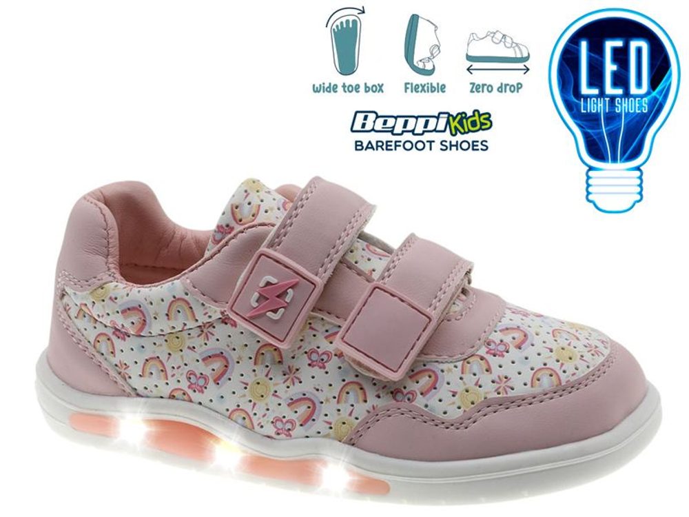 Dětské Barefoot Svítící Tenisky BEPPI SAPATO INFANTI růžové duhy - 28