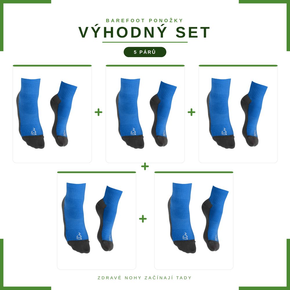DĚTSKÉ NABOSO BAREFOOT PONOŽKY BAMBUS Modré VÝHODNÝ SET 5 KUSŮ