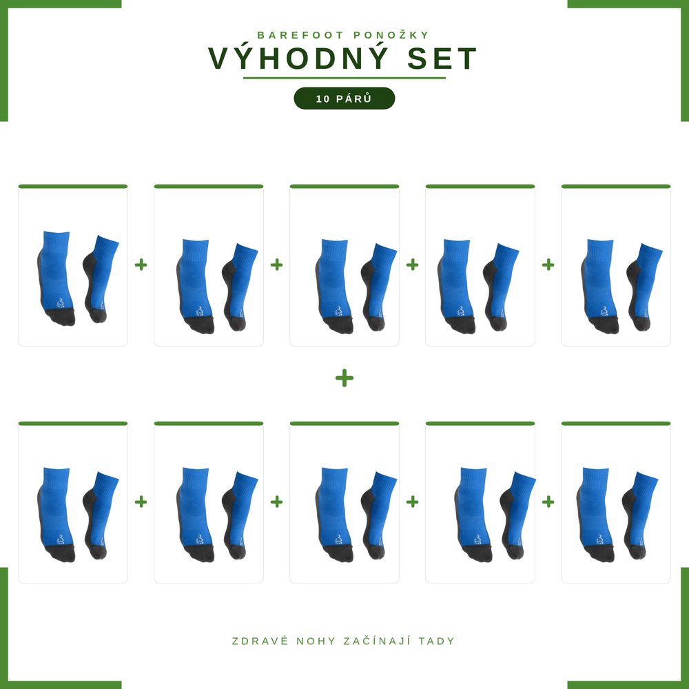 DĚTSKÉ NABOSO BAREFOOT BAMBUSOVÉ PONOŽKY Modré VÝHODNÝ SET 10 KUSŮ