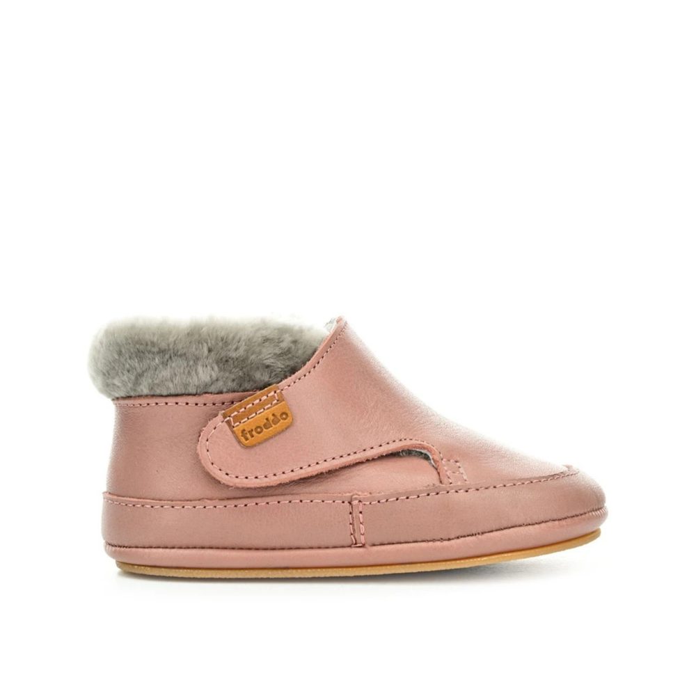 Dětské Barefoot Botičky FRODDO ZIMNÍ CAPÁČKY FURRY WALKERS tmavě růžové - 24