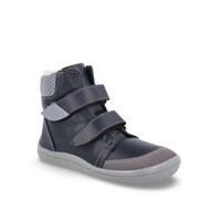 Dětské Barefoot zimní boty vyšší Beda BF 0004/W/SO/MK Luc Černo/šedé - 28