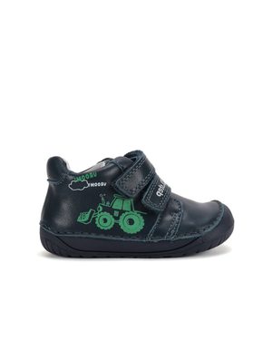 Dětské barefoot celoroční boty D.D.STEP S070-62964A tmavě modré traktor