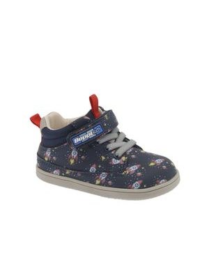 Kinder-Barfuß-Ganzjahresschuhe BEPPI CASUAL BOOT BABY Dunkelblau mit Raketen