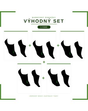 NABOSO BAMBUSOVÉ BAREFOOT PONOŽKY NEVIDITELNÉ Černé VÝHODNÝ SET 5 KUSŮ