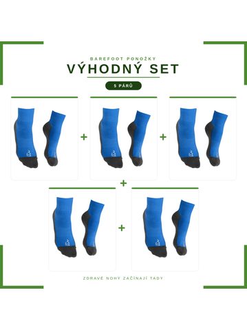 DĚTSKÉ NABOSO BAREFOOT PONOŽKY BAMBUS Modré VÝHODNÝ SET 5 KUSŮ