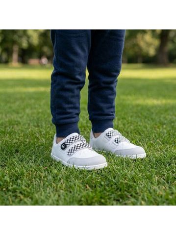 Baskets barefoot enfant Be Lenka Energise Preschool blanches à damier