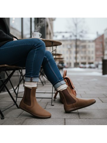 Dámské Barefoot Zateplené Chelsea GROUNDIES CAMDEN Čokoládové