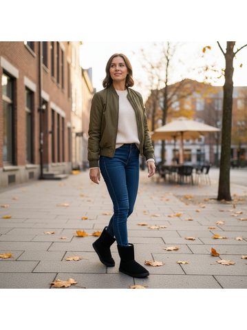 GROUNDIES® Cozy Boot Low Black Ghete Barefoot Izolate