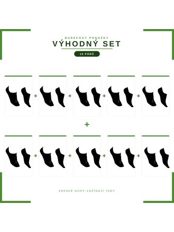NABOSO BAMBUSOVÉ BAREFOOT PONOŽKY NEVIDITELNÉ Černé VÝHODNÝ SET 10 KUSŮ