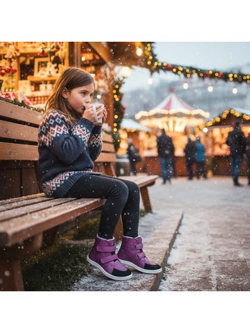 BABY BARE FEBO WINTER Magenta Asfaltico | Dětské zimní zateplené barefoot boty
