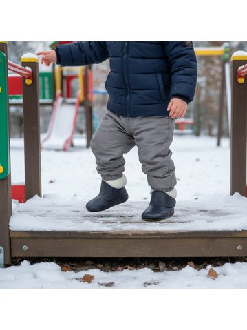 FRODDO ZIMNÍ CAPÁČKY FURRY WALKERS Dark Blue | Dětské první zateplené barefoot botičky