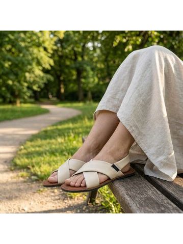Dámské Veganské Barefoot Sandály GROUNDIES® Verona Béžové