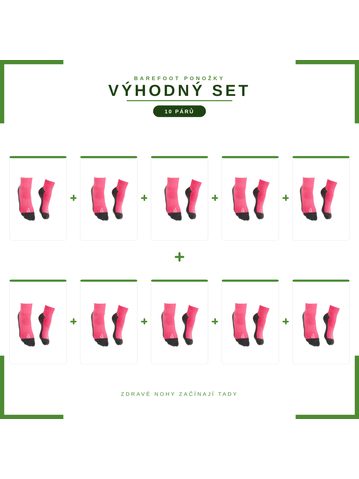 DĚTSKÉ NABOSO BAREFOOT BAMBUSOVÉ PONOŽKY Růžové VÝHODNÝ SET 10 KUSŮ