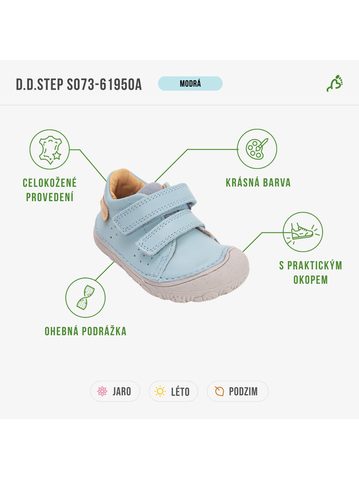 D.D.STEP S073-61950C Modrá | Dětské barefoot celoroční boty