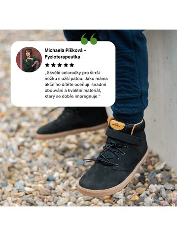 PEGRES KOTNÍKOVÉ NUBUK BF56 Black | Dětské celoroční barefoot boty