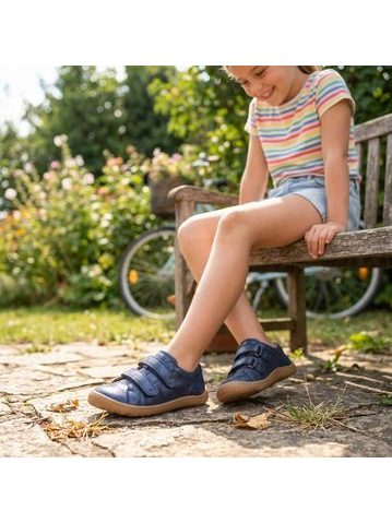 FRODDO TENISKY BAZE LEATHER D-VELCRO Blue+ | Dětské barefoot tenisky