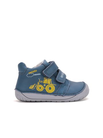 Dětské barefoot celoroční boty D.D.STEP S070-62964B modré traktor