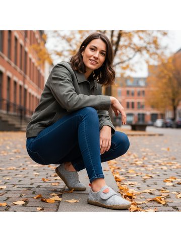 GROUNDIES® Uppsala Beige/Red Dječje barefoot papuče