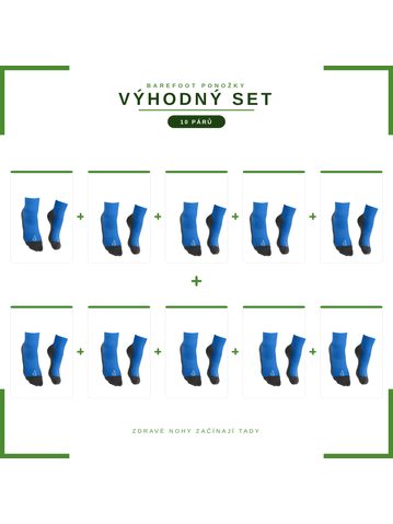 DĚTSKÉ NABOSO BAREFOOT BAMBUSOVÉ PONOŽKY Modré VÝHODNÝ SET 10 KUSŮ