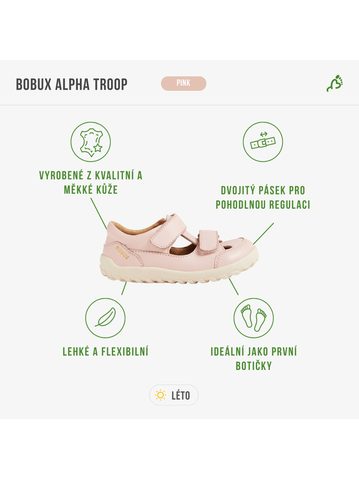 BOBUX ALPHA TROOP Cameo Rose | Dětské barefoot sandály