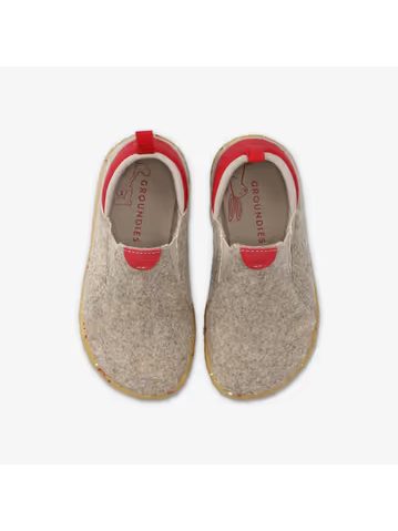 Dětské Barefoot Přezůvky GROUNDIES® Uppsala Béžovo Červené