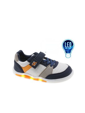 BEPPI SAPATO INFANTI Bílo Modré | Dětské barefoot svítící tenisky