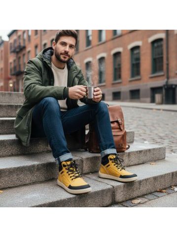 BE LENKA ZIMNÍ KOTNÍKOVÉ ArcticEdge - Mustard | Zimní zateplené barefoot boty