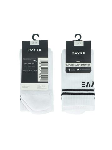 RAYVE BAREFOOT BAVLNĚNÉ PONOŽKY Bílé VÝHODNÝ SET 5 KUSŮ
