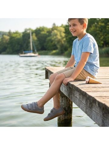 FRODDO TENISKY BAZE LEATHER D-VELCRO Grey | Dětské barefoot tenisky