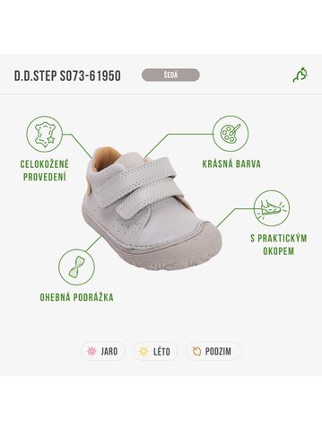 D.D.STEP S073-61950B Šedá | Dětské barefoot celoroční boty