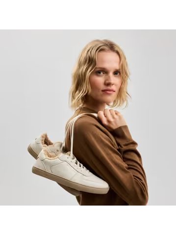 Dámské Barefoot Zateplené Tenisky GROUNDIES® HAMPTONS TEDDY 2.0 REGULAR Krémové