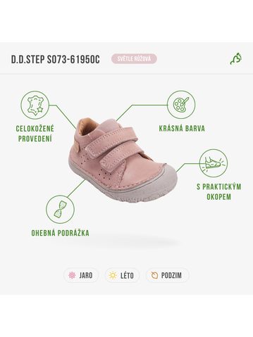 D.D.STEP S073-61950C Růžová | Dětské barefoot celoroční boty