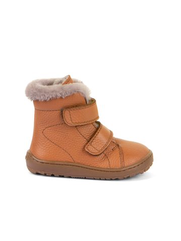 FRODDO KOTNÍKOVÉ ZIMNÍ FURRY BOOT Cognac | Dětské zimní zateplené barefoot boty