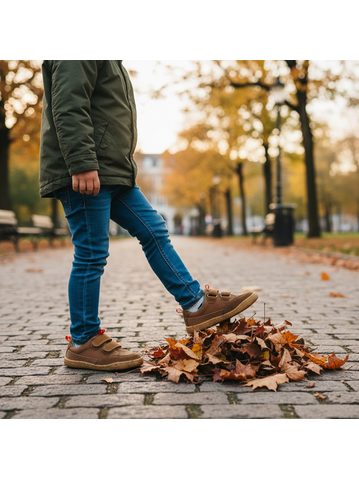 Dětské Barefoot Tenisky GROUNDIES® Amsterdam Koňakové