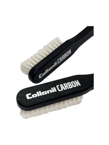 Collonil Carbon Lab čisticí kartáč na textil i kůži - černá dřevěná rukojeť a bílé štětiny
