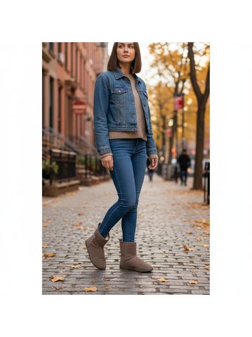 GROUNDIES® Camden Mid Beige Barefoot bélelt Chelsea csizma