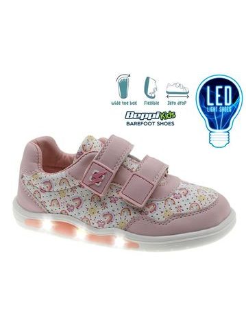 Kinder Barfußschuhe BEPPI SAPATO INFANTI rosa Regenbogen mit leuchtender Sohle